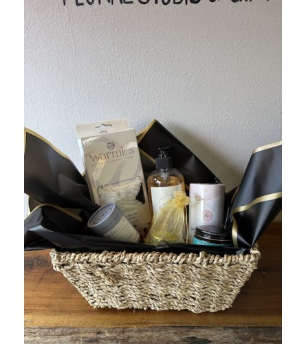 Feel Better Soon Gift Basket. An arrangement by Evergreen and Lily Floral Studio and Gifts.