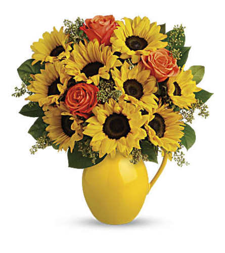 Sunny Day Pitcher. An arrangement by Tallevast Florist.