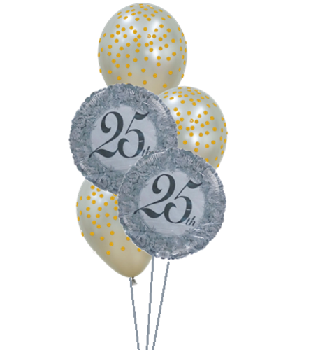 Wedding Anniversary 25th Confetti Classic Balloon Bouquet. An arrangement by Balloon Bouquets Plus.