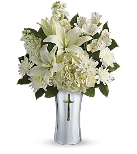 Silver Sympathies. An arrangement by Fletcher Heights Florist.