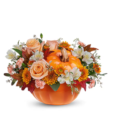 Teleflora's Hello Pumpkin Bouquet. An arrangement by Country Florist.