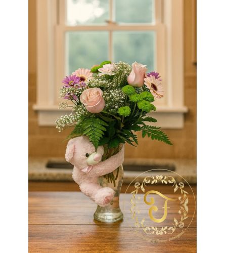 Lullaby in Pink. An arrangement by Lori's Hearts and Flowers.