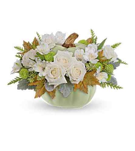 Sage Pumpkin Elegance - Deluxe. An arrangement by Flore's Shop.