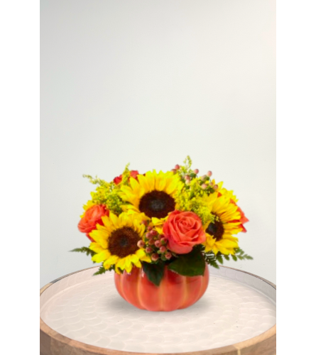 Harvest Traditions Pumpkin - Deluxe. An arrangement by Blossoms On The Trail.