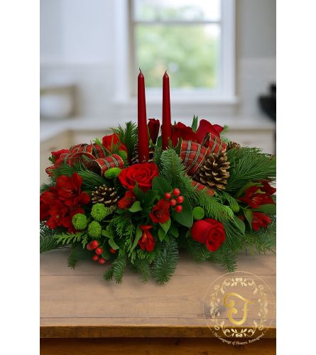 All is Calm Christmas Centerpiece. An arrangement by Floratechnics.