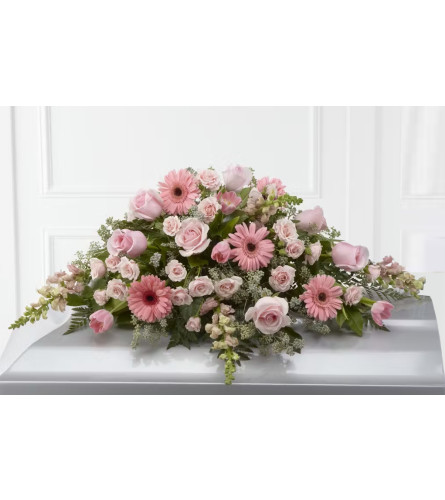 Casket Spray Sweet Farewell. An arrangement by Flowers and Beyond.