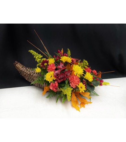 Thanksgiving Cornicopia. An arrangement by Marianne's Floral Garden.