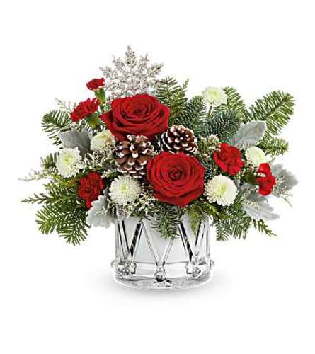 Joyful Little Drummer Arrangement. An arrangement by Vaillant Florist.