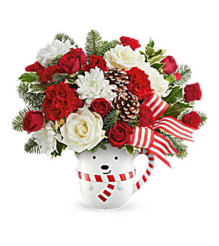 Cozy Cub Hug Mug. An arrangement by Vaillant Florist.