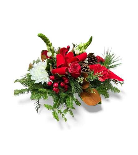Seasons Greetings. An arrangement by Flower Buds Florist PEI.