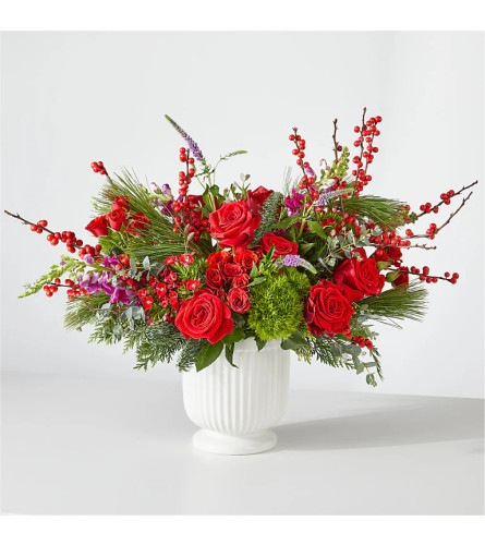 Big Red Bow Bouquet - Deluxe. An arrangement by Aurora Greenhouse.