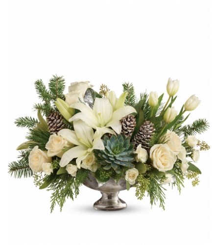 Winter Whites. An arrangement by Aurora Greenhouse.