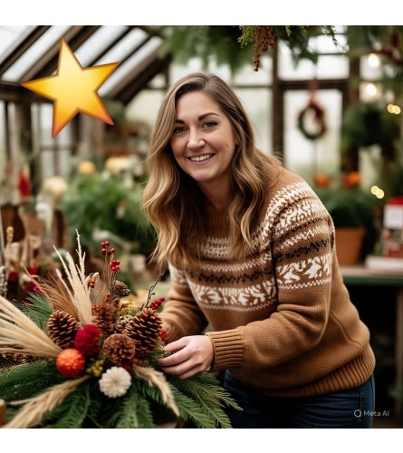 Designer's Choice *Plus* Christmas Themed Floral Arrangement. An arrangement by Anne Marie Rose Floral Design.