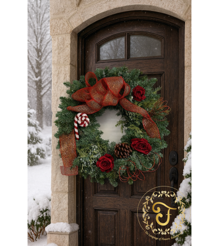 Candy Cane Lane Wreath. An arrangement by Floratechnics.