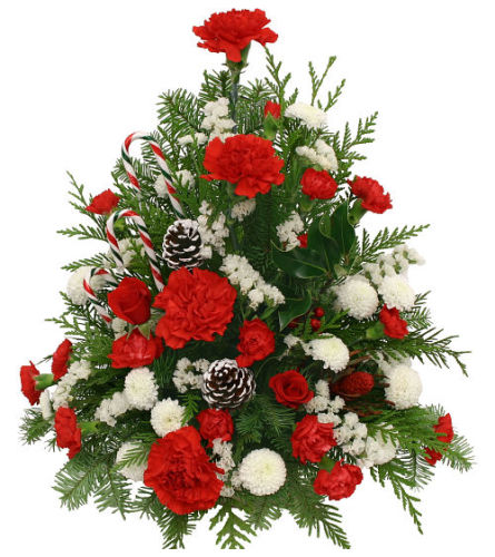 Decorative Christmas Tree. An arrangement by Kitchener Ontario Florist.