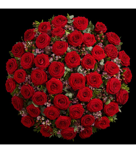 Red Rose Bouquet in a Vase 36 / 48 / 100. An arrangement by Flowers and Beyond.