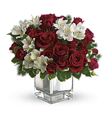 Ruby and Snow Delight - Deluxe. An arrangement by Flore's Shop.