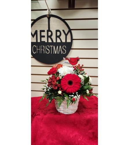 Crimson Joy Holiday Bloom. An arrangement by Deep Creek Floral.