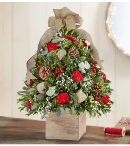 Christmas in the Woods Unique. An arrangement by Brickell Exclusive Blooms.