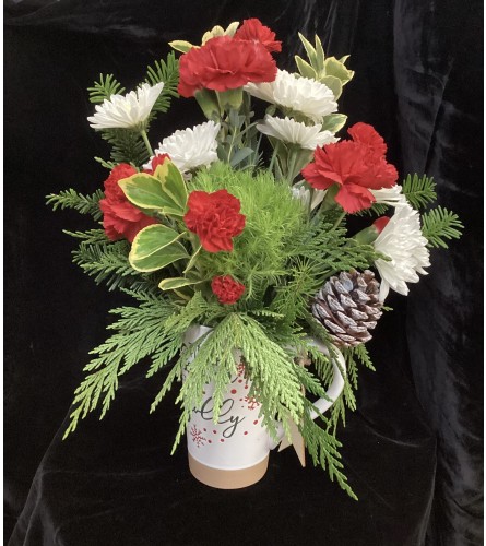 Christmas Jolly Mug. An arrangement by Roma Flowers and Gifts.