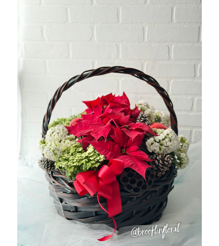 XL Spark Joy Poinsettia Basket. An arrangement by Brooklin Floral and Garden Shoppe Inc..