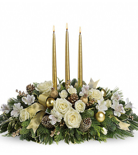 Royal Christmas Centerpiece. An arrangement by Aventura Blooming Petals.