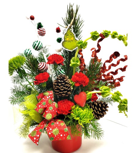 Christmas Grinch. An arrangement by Brown Floral and Fudge.