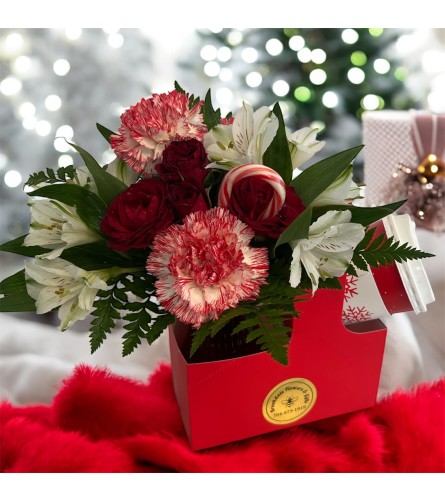 Xmas Coffee Date Bouquet. An arrangement by Brookdale Flowers and Gifts.