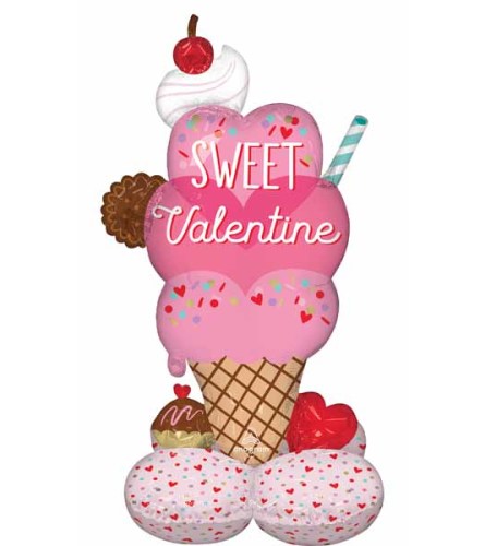 39″ Sweet Valentine Ice Cream Cone Balloon. An arrangement by Balloon Bouquets Plus.
