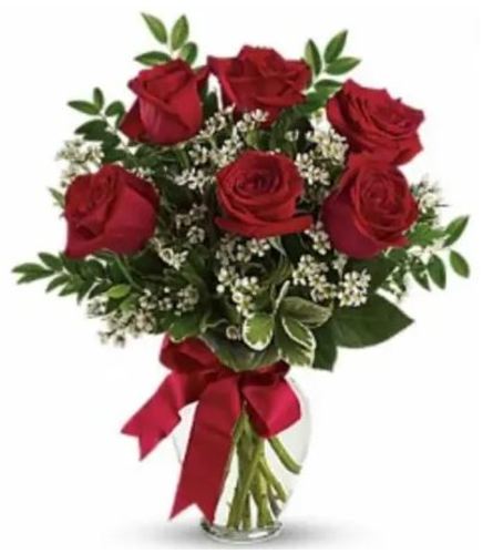 Crimson Love and Grace. An arrangement by The Floral Basket.
