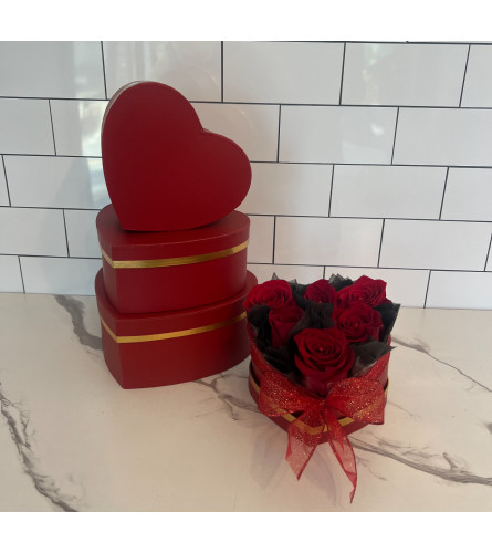 Heart Box Bouquet. An arrangement by Brookdale Flowers and Gifts.