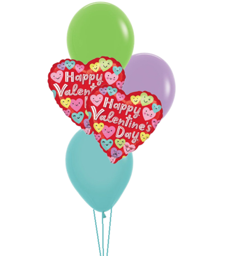 Valentine Smile Hearts Colourful Classic Balloon Bouquet. An arrangement by Balloon Bouquets Plus.