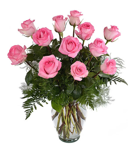 Rose Elegance Long Stem Pink Roses. An arrangement by Sunshine Flowers and Events.