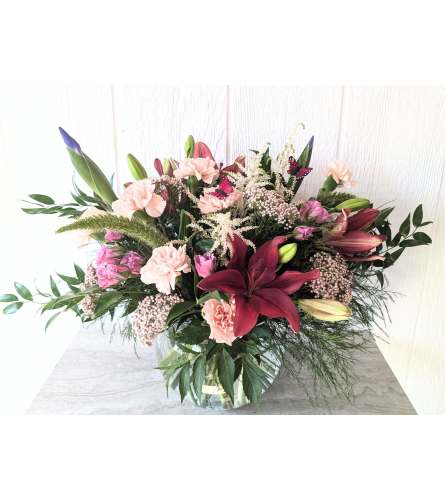 romantic blooms. An arrangement by Block Farms Flowers.