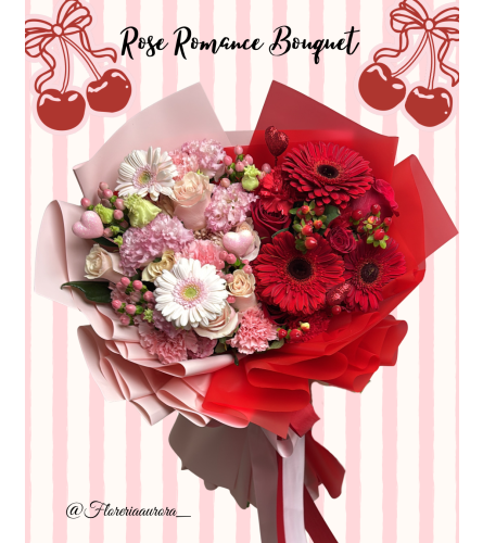 Rose romance bouquet. An arrangement by Floreria Aurora.