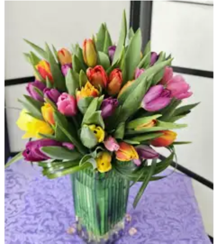Glamour Tulips Unique. An arrangement by Anthurium Gardens Florist.