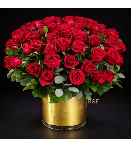 100 Red Rose Elegance. An arrangement by Brickell Exclusive Blooms.