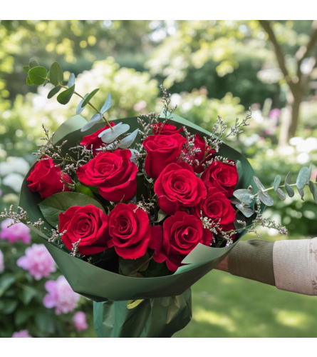 Dozen Red Rose Bouquet. An arrangement by Grace Floral Design Barrie.