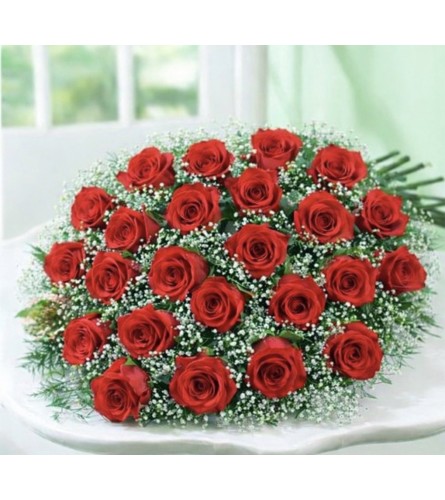 Red roses wrapped, No Vase - Deluxe. An arrangement by Brooklin Floral and Garden Shoppe Inc..