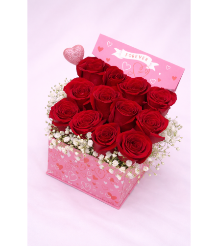 Pink Love Box. An arrangement by Bee Flowers.