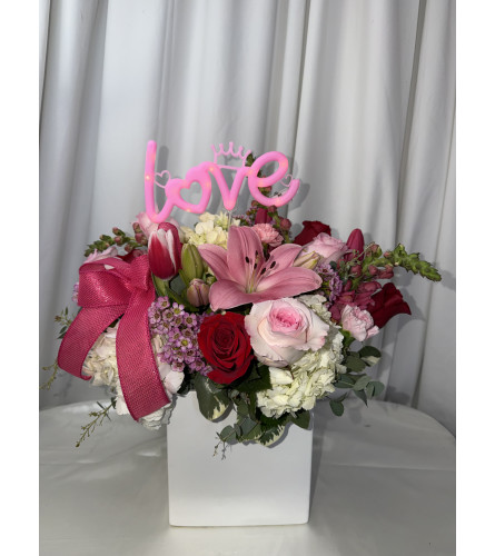 LUSH BLUSH 26. An arrangement by M's Flowers.