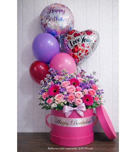 Happy Birthday box - Deluxe. An arrangement by Geni's Florist and Gifts.