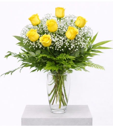 The Classic Half Dozen Yellow Roses Arranged. An arrangement by The Garden Gate Gifts and Florals.