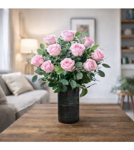 DELUXE PINK ROSES - Deluxe. An arrangement by Petals and Co..