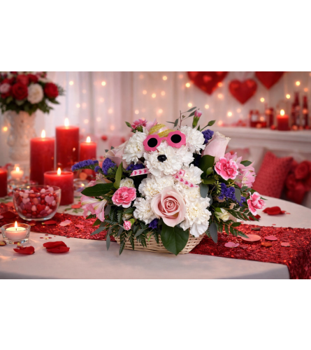 Valentine Dog Sunglasses. An arrangement by Petals and Co..