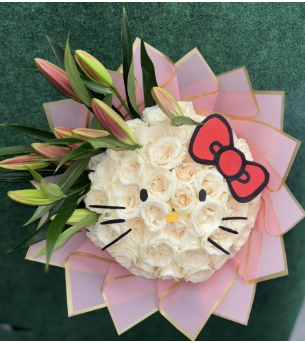 hello kitty face. An arrangement by Vemongi Flowers.