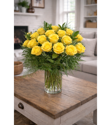 PREMIUM YELLOW ROSES - Deluxe. An arrangement by Petals and Co..