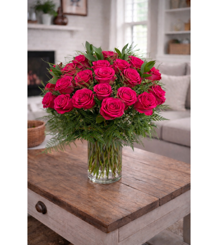 PREMIUM HOT PINK ROSES - Deluxe. An arrangement by Petals and Co..
