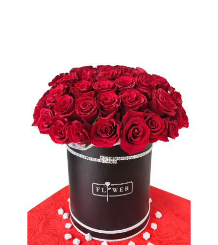 Unique Black Red Rose Box. An arrangement by Anthurium Gardens Florist.