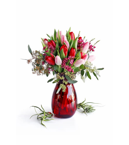 Ruby Tulips. An arrangement by Aventura Glamour Flowers.
